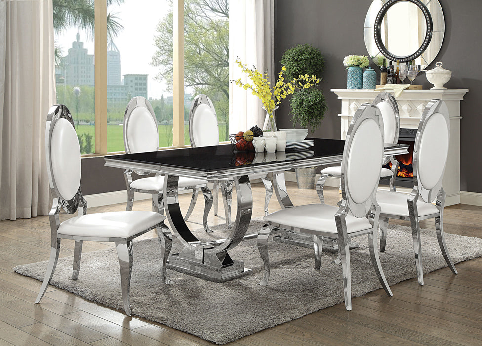 Antoine Rectangle Dining Table White and Chrome
