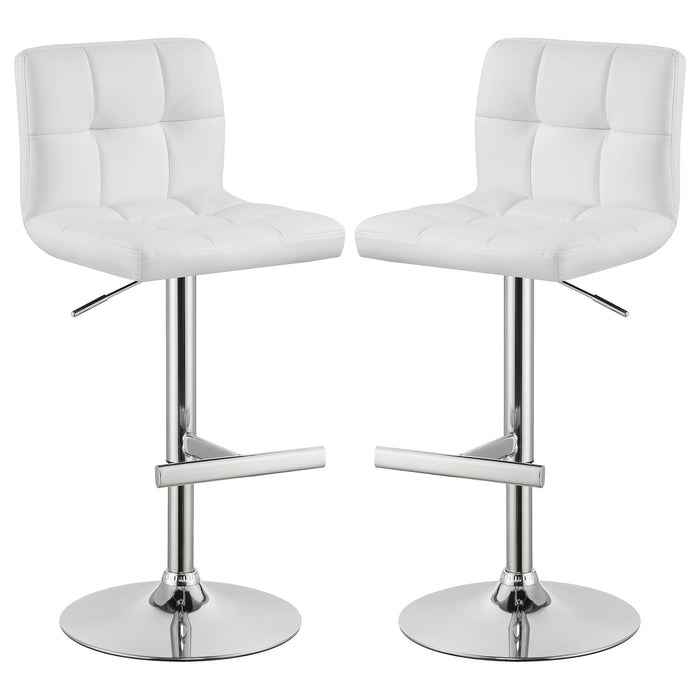 Lenny Adjustable Bar Stools Chrome and Black (Set of 2)