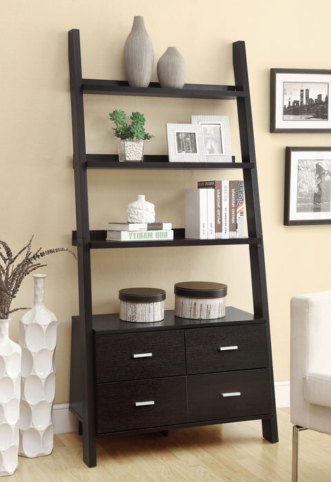 Colella 5-shelf Ladder Bookcase Cappuccino