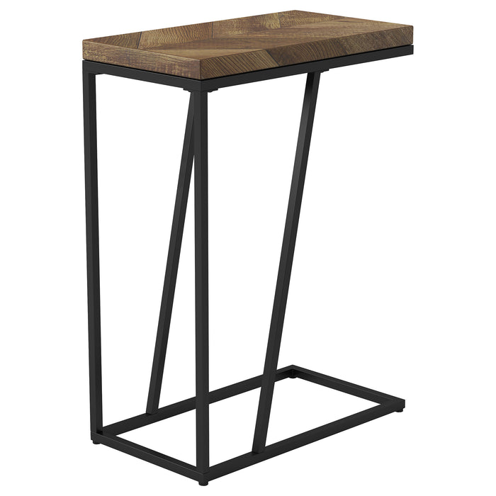 Sergio Chevron Rectangular Accent Table Rustic Grey