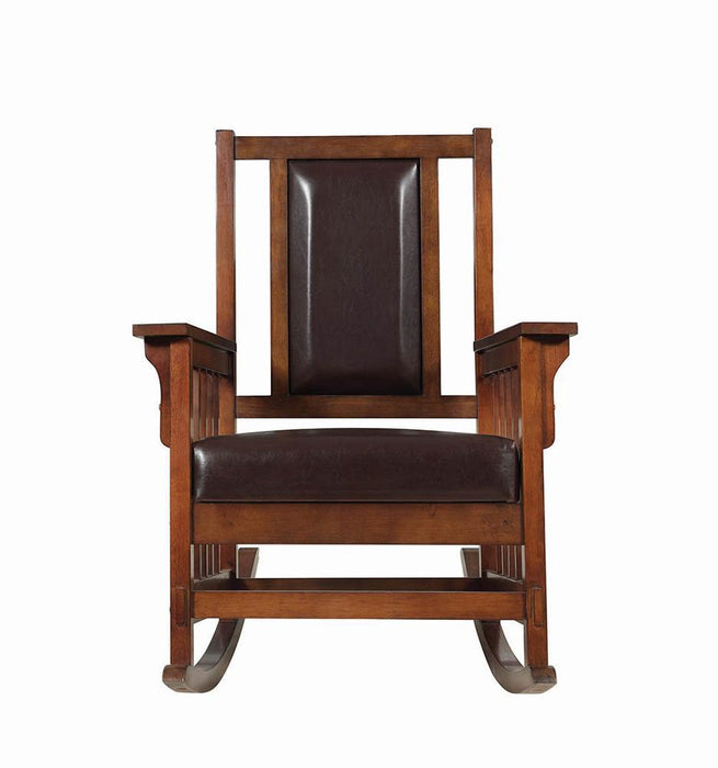 Ida Upholstered Rocking Chair Tobacco and Dark Brown