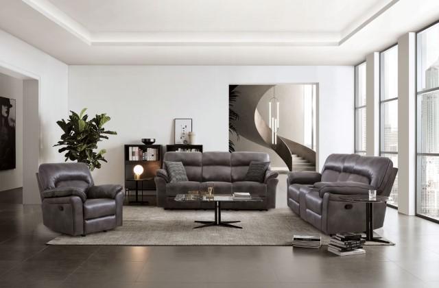 JOSIAS Glider Recliner, Dark Gray Leatherette