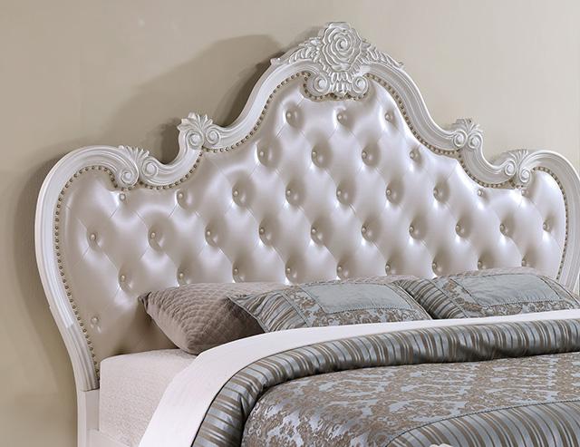 Ventresca E.King & Queen Bed White & Chrome