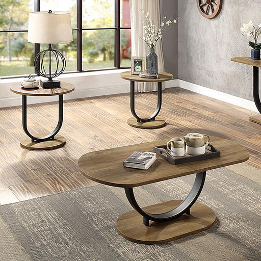 OLBIA 3 Pc. Coffee Table Set (1C+2E), Rustic Oak/Sand Black image