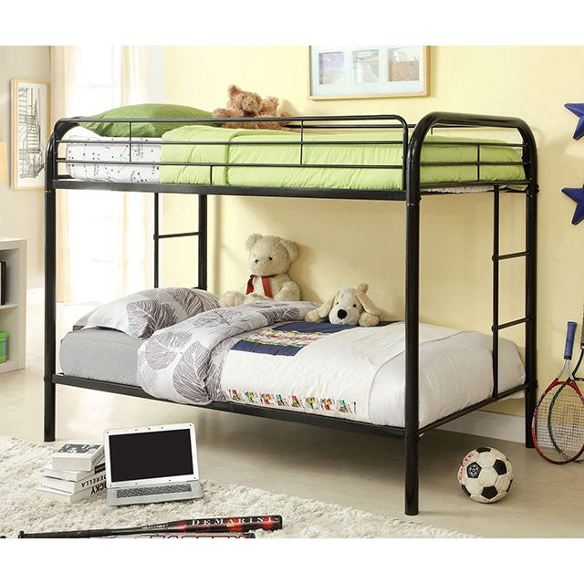 Rainbow Twin/Twin Bunk Bed Black, Silver, & White