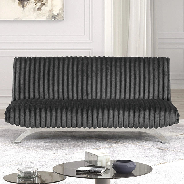 Villeneuve Futon Sofa Bed Black, Pink, & Grey