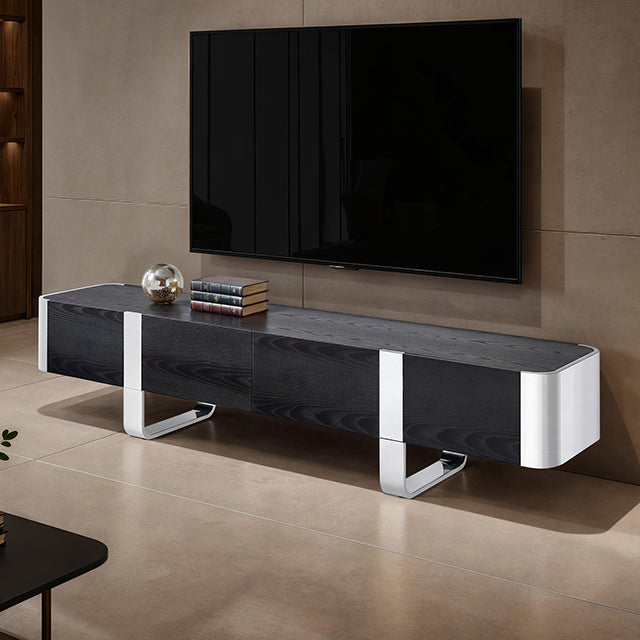 Leknes TV Stand Black w/ Silver Frame