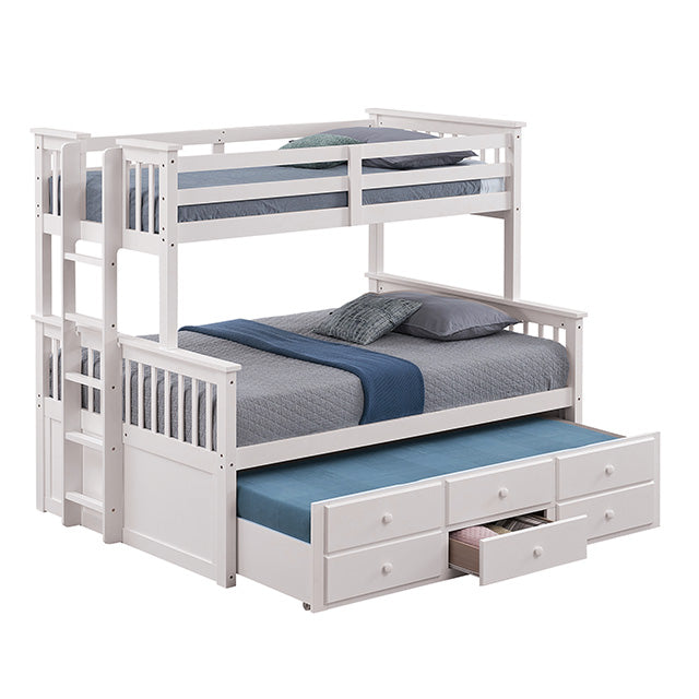 University Twin/Full Bunk Bed Grey, Walnut, & White